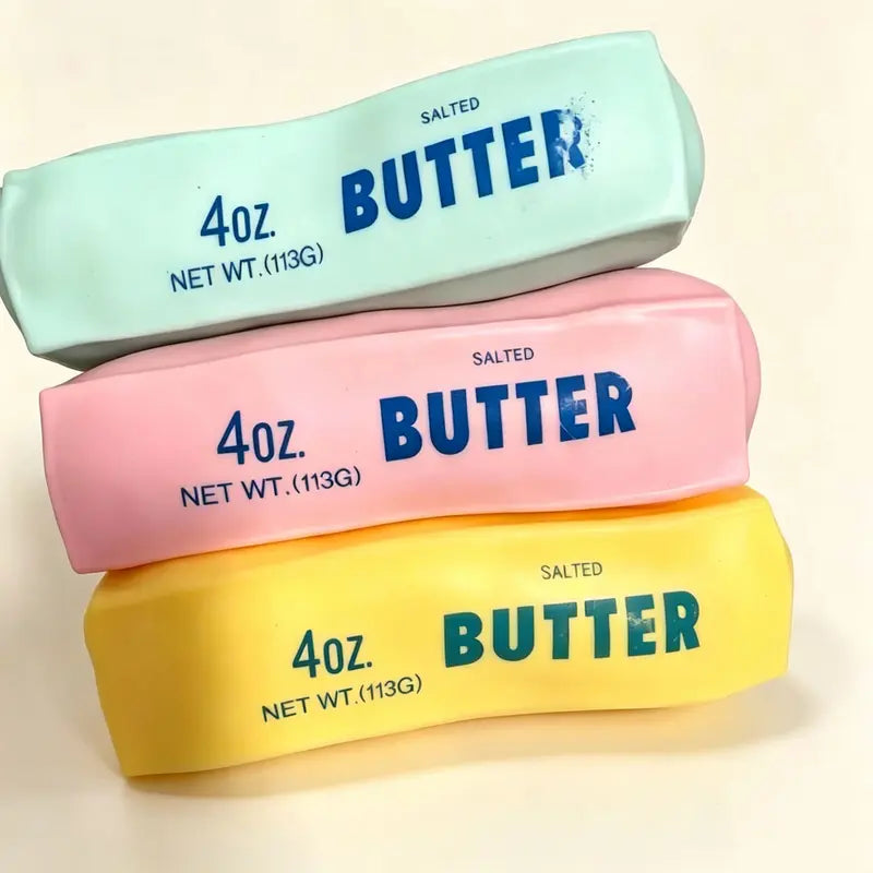 Crunchy Sound Butter Bar Squishy Fidget Toy, Soft Squeeze Sensory Item, Portable Cute Desk Stress Relief Tool, Ideal Party Bag Gift for Teens & Adults (Home & Festive Supplies), Fidget Toys