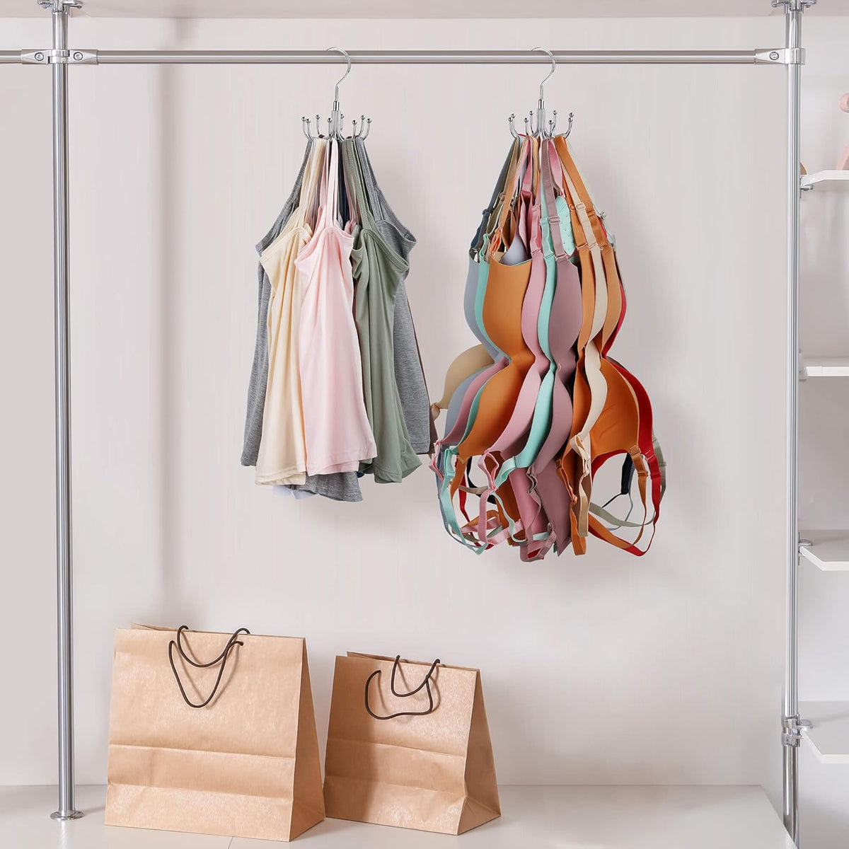 Tank Top Hanger, Rotating Bra Organizer for Closet, Holds 24 Bras