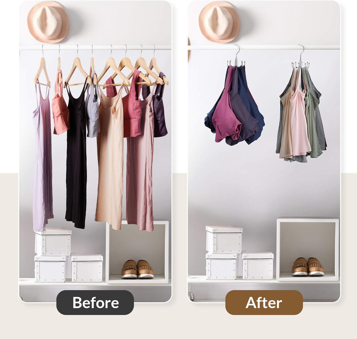 Tank Top Hanger, Rotating Bra Organizer for Closet, Holds 24 Bras