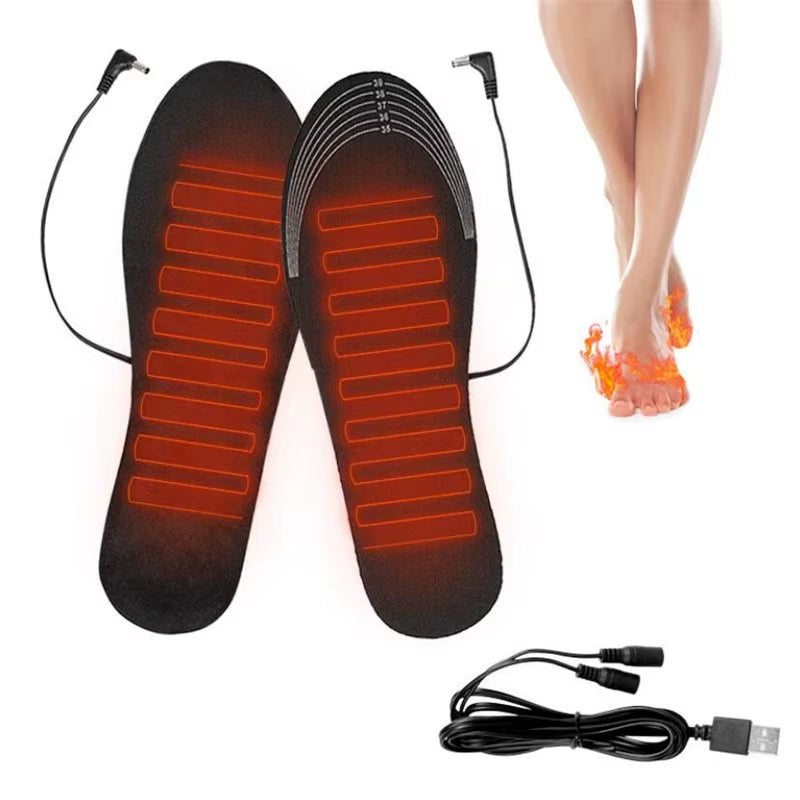 USB Heated Shoe Insoles for Feet Warm Sock Pad Mat Electrically Heating Insoles Washable Warm Thermal Insoles Man Women