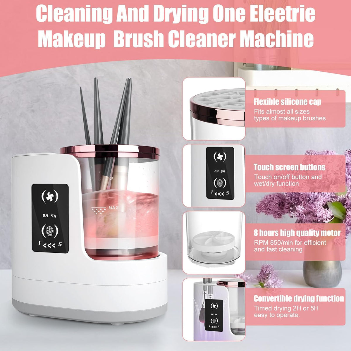 3 in 1 Electric Makeup Brush Cleaner Machine, Brush Cleaner and Dryer