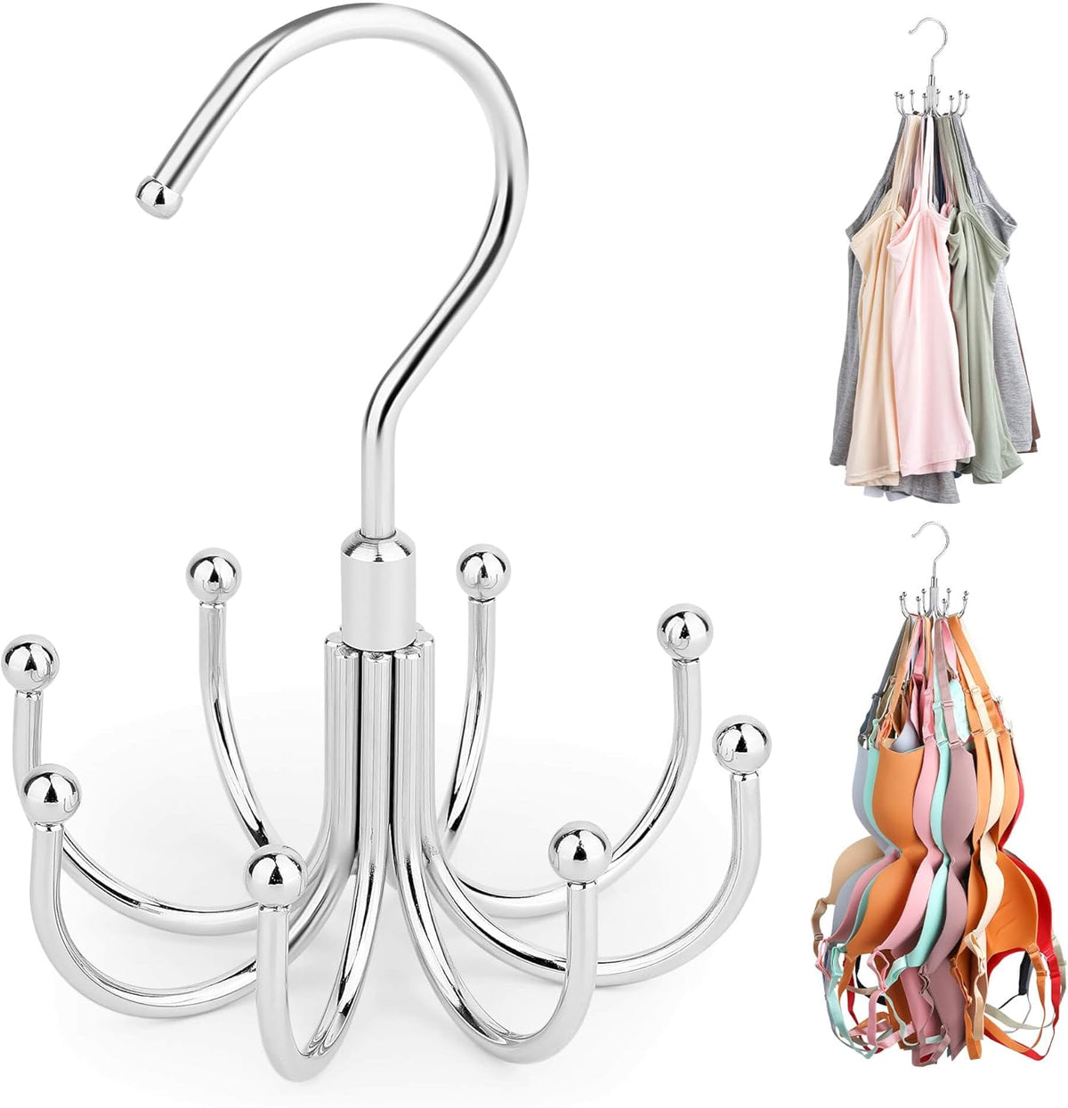 Tank Top Hanger, Rotating Bra Organizer for Closet, Holds 24 Bras
