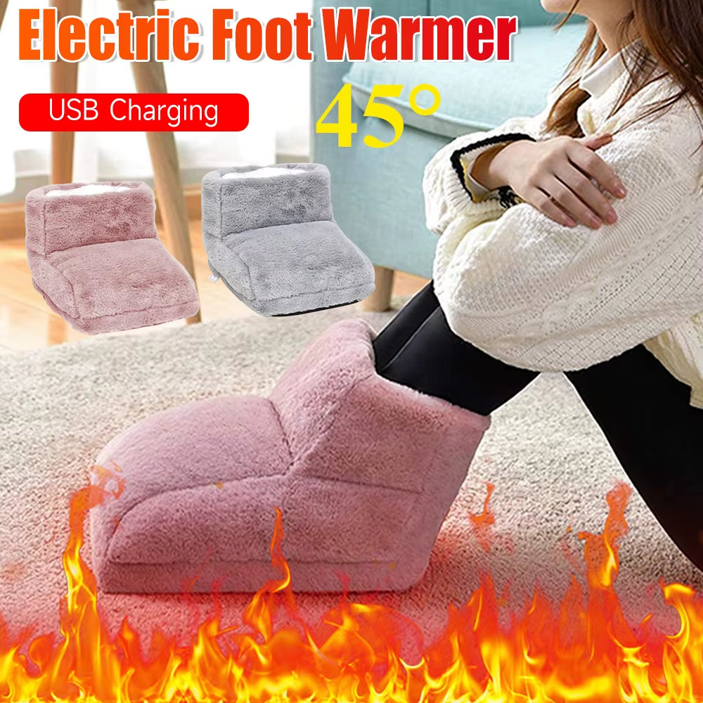 Electric Heater Foot Warmer USB Charging Fleece Soft Warm Foot Cover Washable Winter Feet Heating Pads for Home Bedroom Sleeping