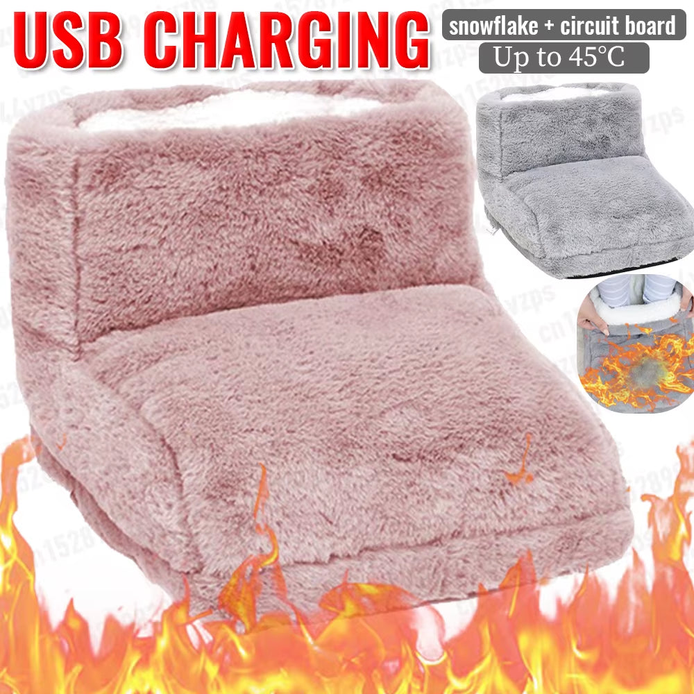 Electric Heater Foot Warmer USB Charging Fleece Soft Warm Foot Cover Washable Winter Feet Heating Pads for Home Bedroom Sleeping