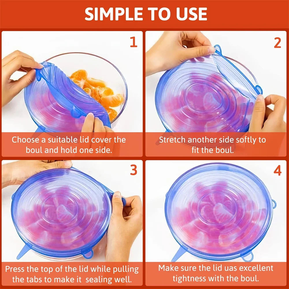 FreshFit™ Reusable Silicone Stretch Lids – 6 Piece Set