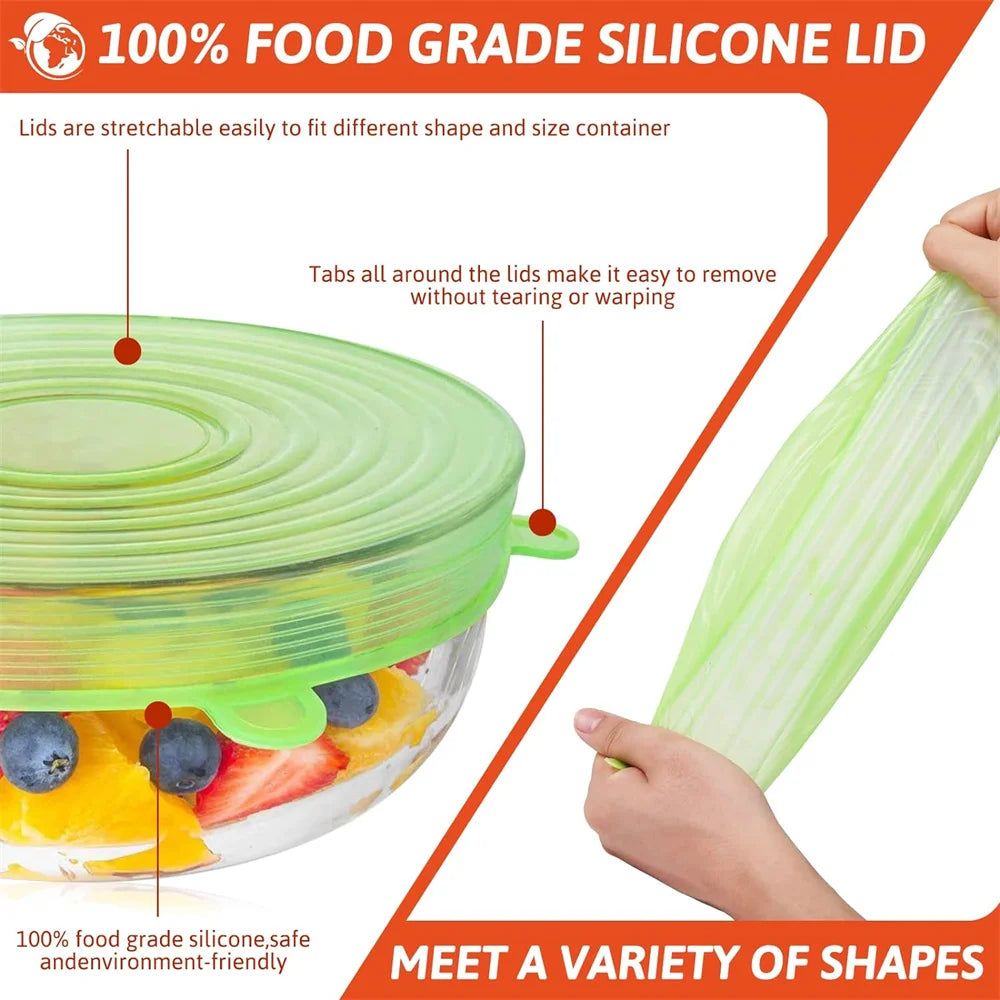 FreshFit™ Reusable Silicone Stretch Lids – 6 Piece Set