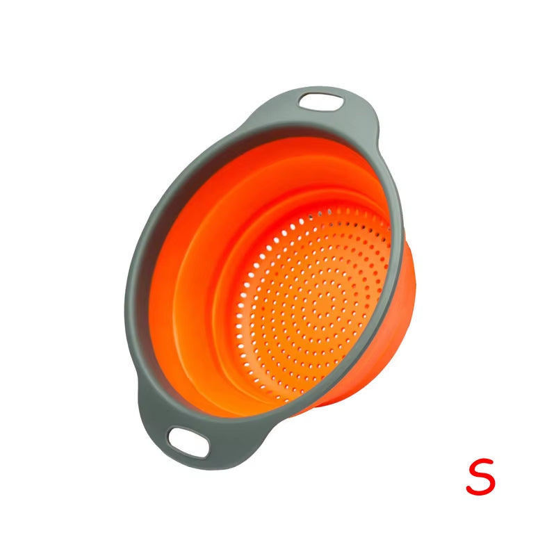 round Folding Colander BPA Free Fruits Vegetables Washing Drain Basket Kitchen Colander Strainer Dishwasher Safe KC0236