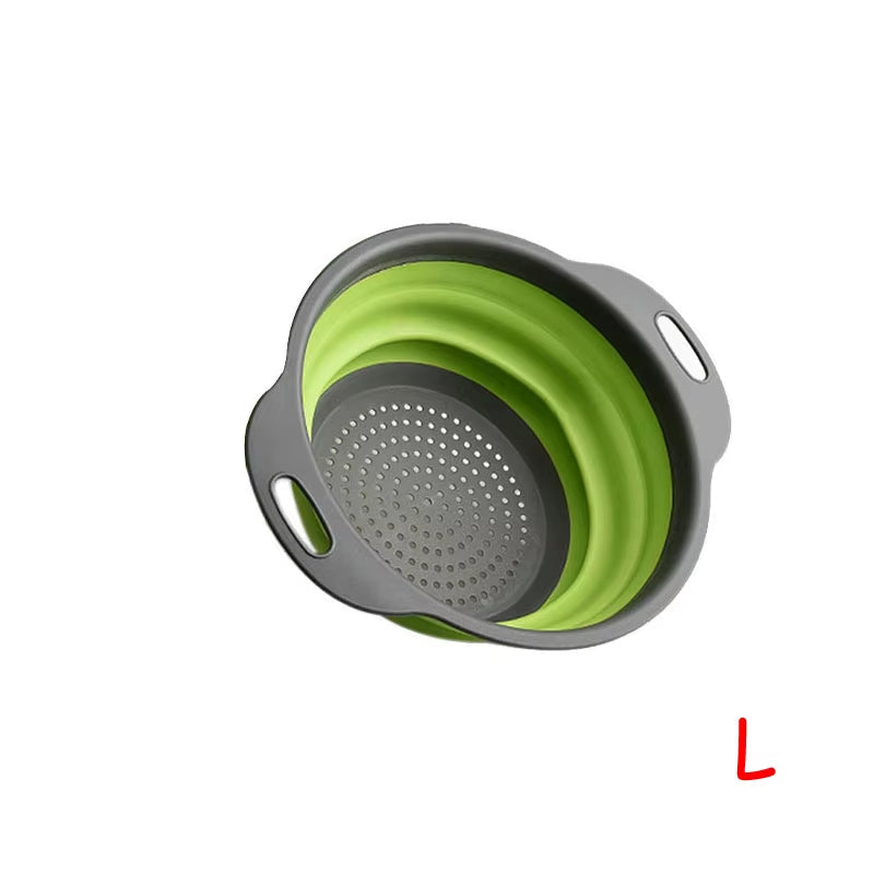 round Folding Colander BPA Free Fruits Vegetables Washing Drain Basket Kitchen Colander Strainer Dishwasher Safe KC0236