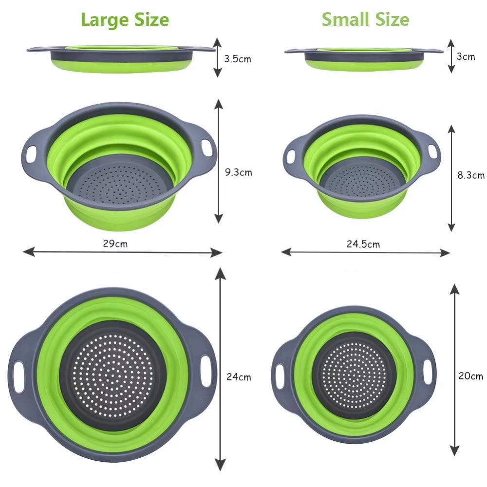 round Folding Colander BPA Free Fruits Vegetables Washing Drain Basket Kitchen Colander Strainer Dishwasher Safe KC0236