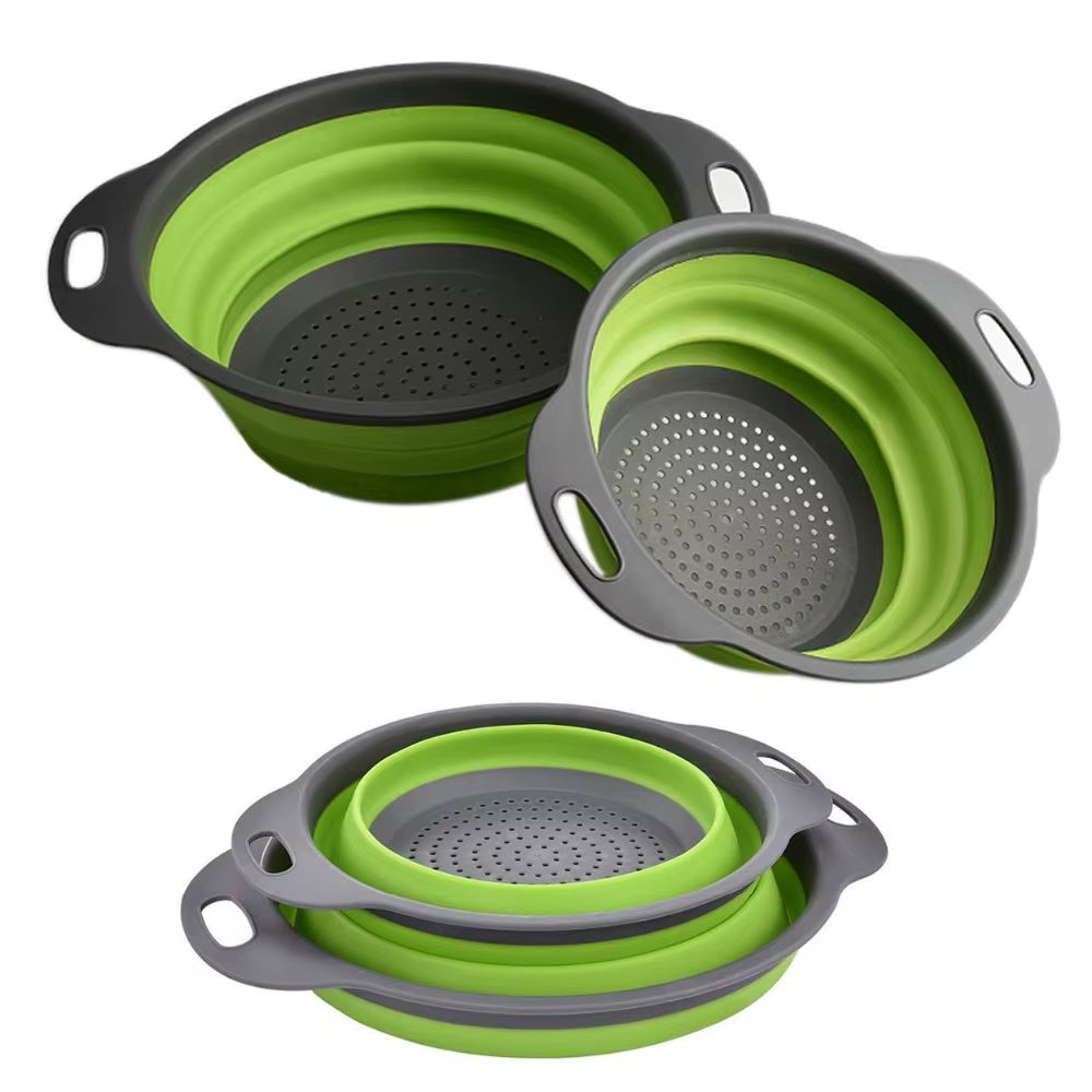 round Folding Colander BPA Free Fruits Vegetables Washing Drain Basket Kitchen Colander Strainer Dishwasher Safe KC0236